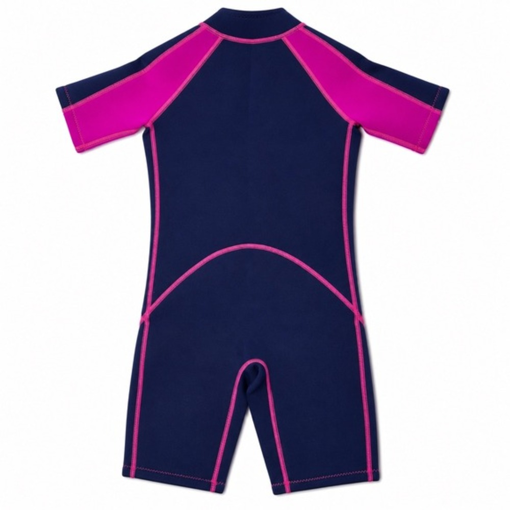Seaskin Kids Shorty Wetsuit Girls Size 8 Navy Pink Neoprene Surf Swim Suit - Picture 2 of 4